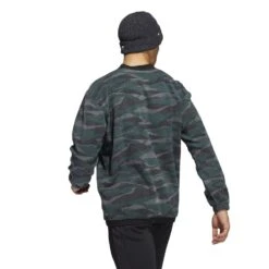 Adidas Texture Print Crew Neck Golf Pullover HF6523 9 Adidas Texture Print Crew Neck Golf Pullover HF6523 -Galvie Green Sport HF6523 5 APPAREL OnModel BackView white