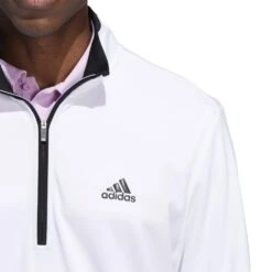 Adidas UPF Lightweight 1/4 Zip Golf Pullover HM8263 10 Adidas UPF Lightweight 1/4 Zip Golf Pullover HM8263 -Galvie Green Sport HM8263 7 APPAREL OnModel DetailView1 white